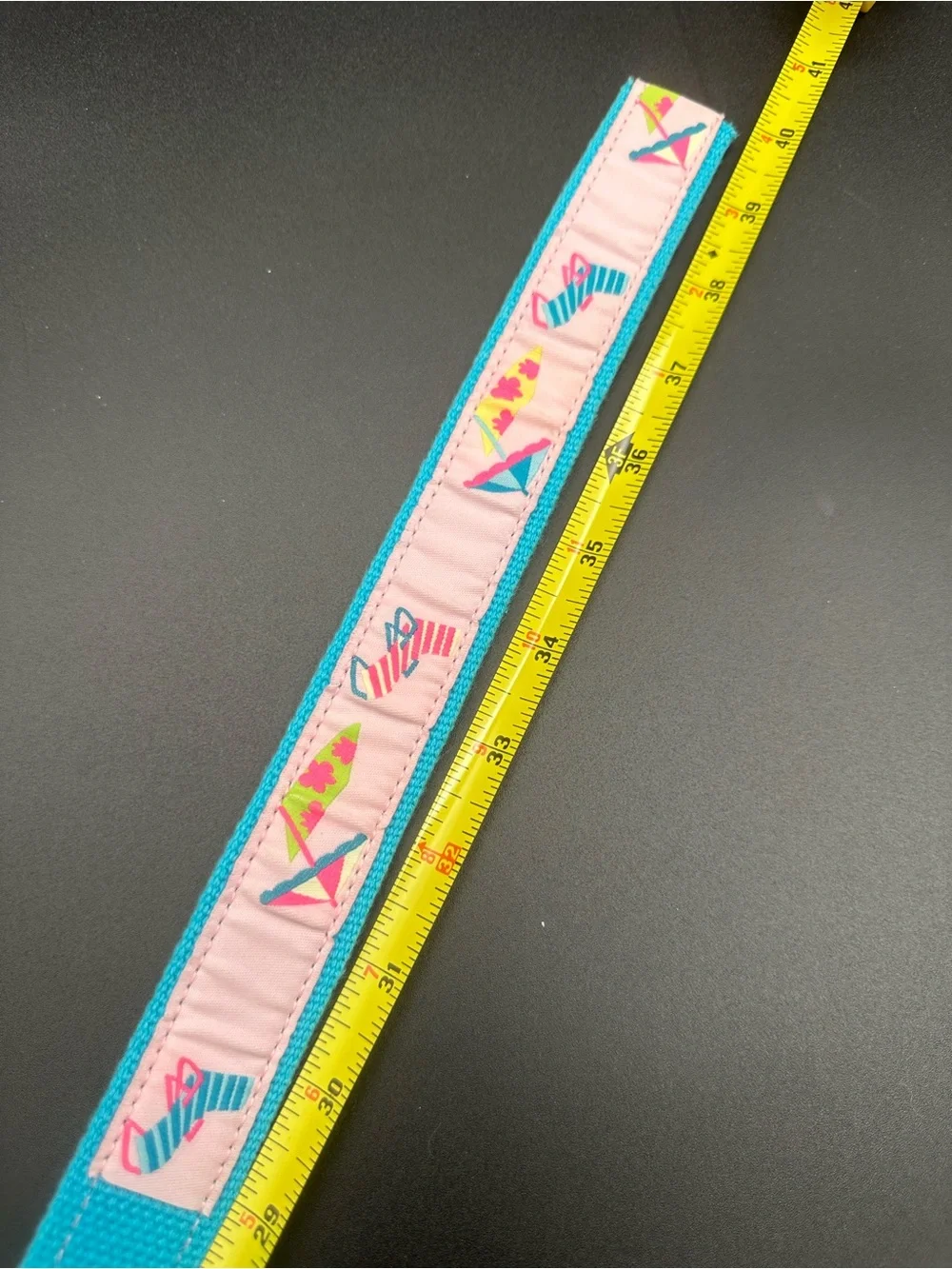 Douglas Paquette Beach Umbrella & Surfboard Belt – Pink & Teal, D-Ring, Size Med